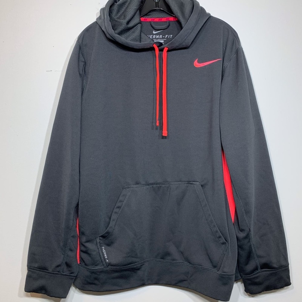 EUC Nike Therma‎ Fit Fleece Lined Gray/Pink Hoodie